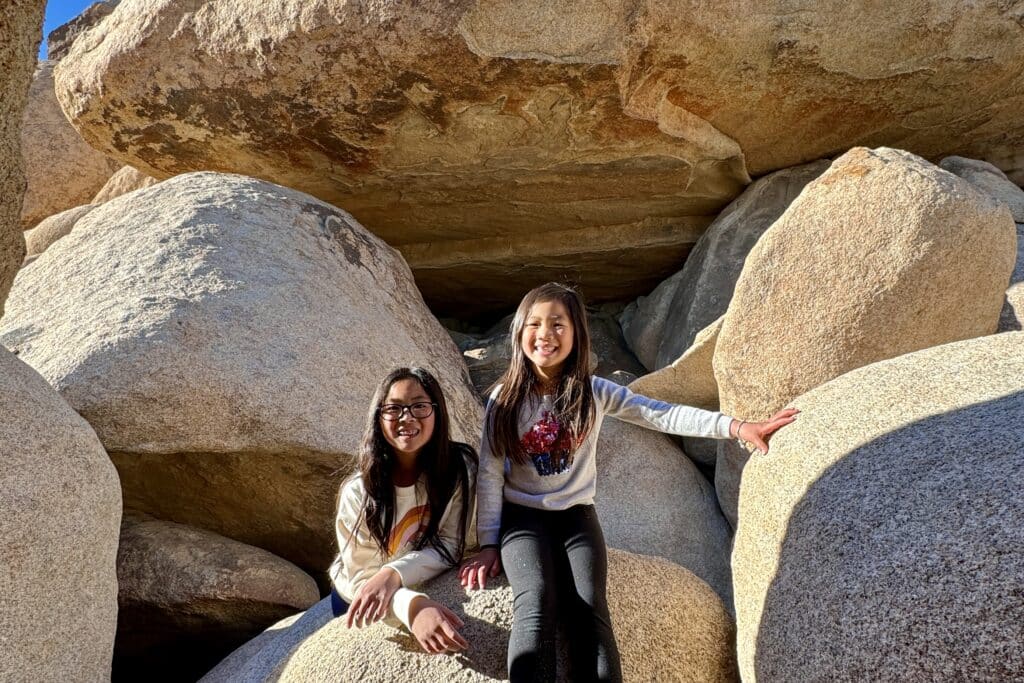 Bouldering/Scrambling at Hidden Valley in Joshua Tree with kids