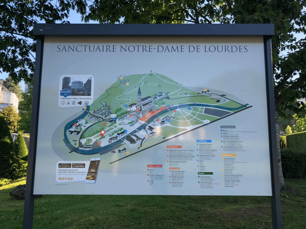 Sanctuary map at Lourdes France