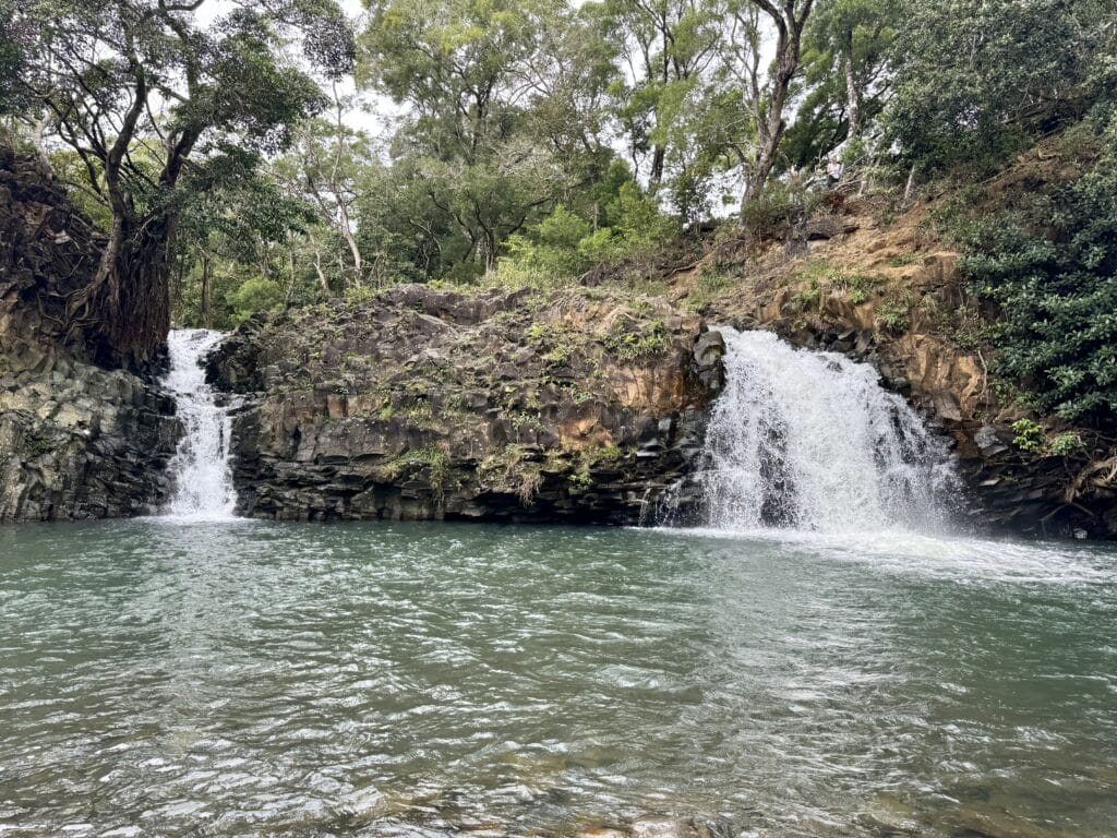 Twin Falls along Road to Hana with kids