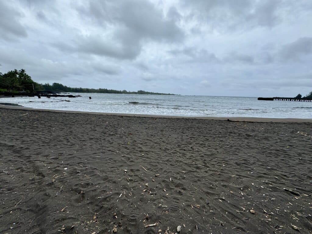 Black Sand Beaches in Hana Bay