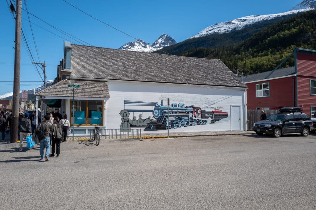 Mural of White Pass & Yukon Route Train from Skagway Cruise port