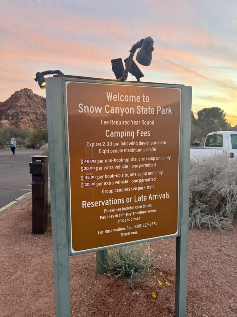 Snow Canyon State Park Camping fees